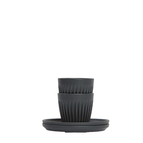 Mugg 3oz Charcoal Espresso Set om 2 - Huskee