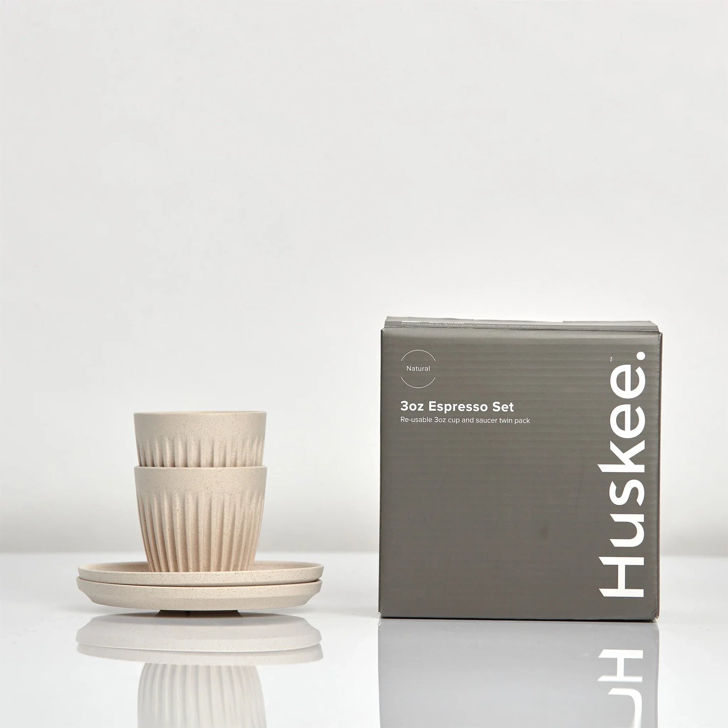 Mugg 3oz Natural Espresso Set om 2 - Huskee