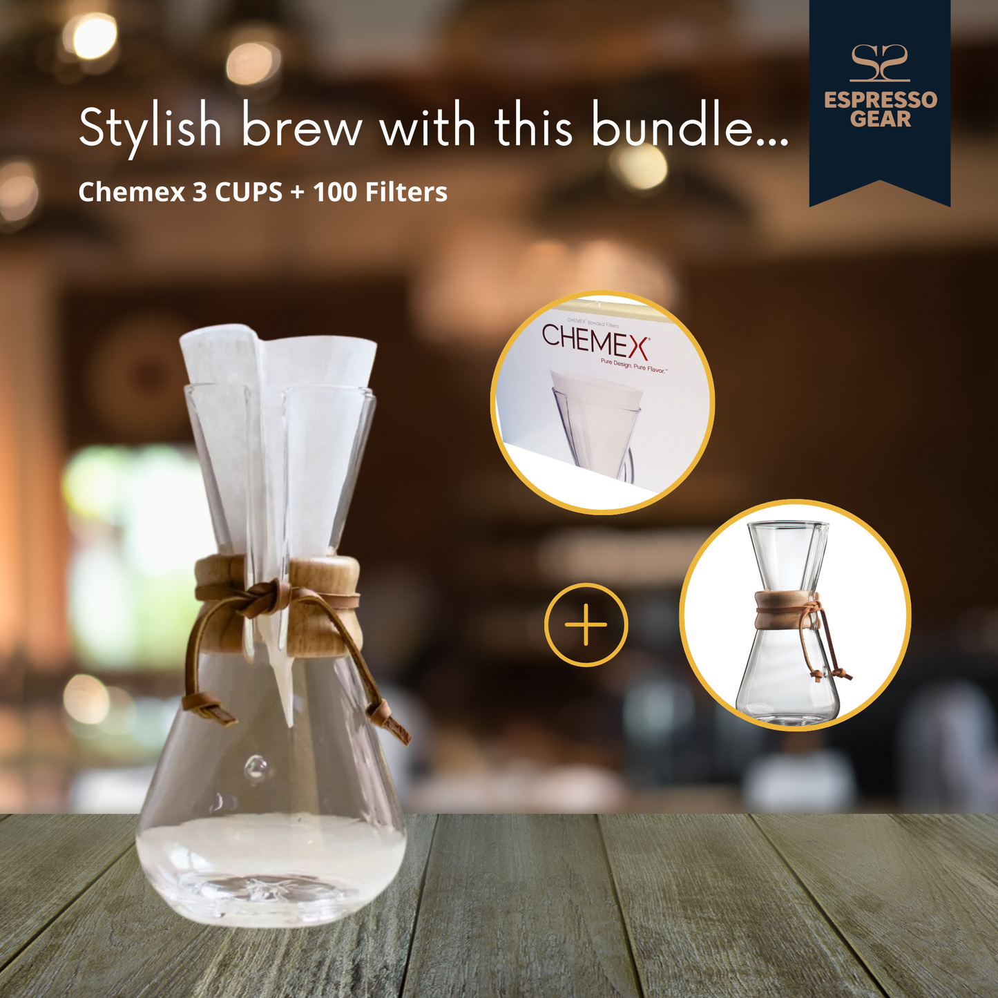 Chemex 3 koppar + 100 filtar