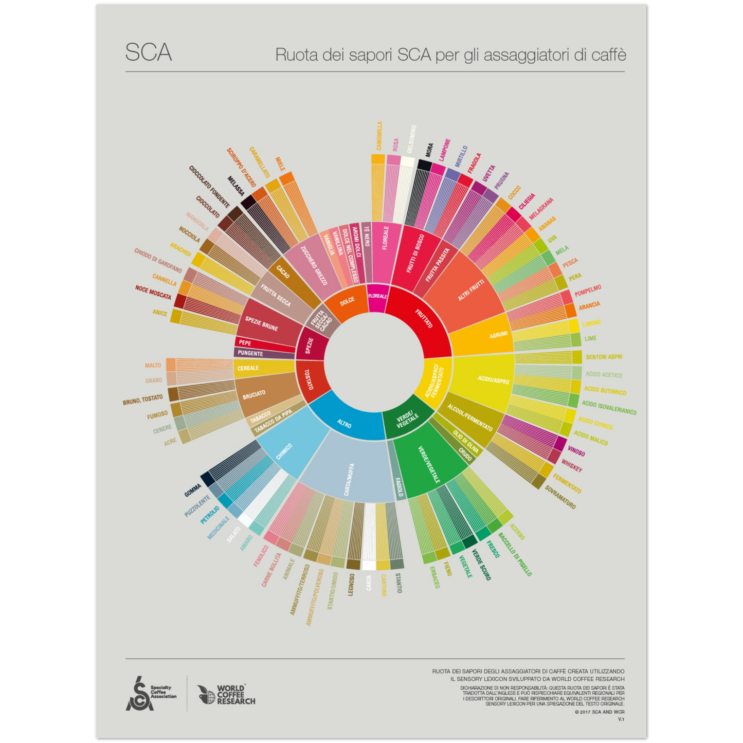 Italiensk - Coffee Taster's Flavour Wheel Poster - SCA