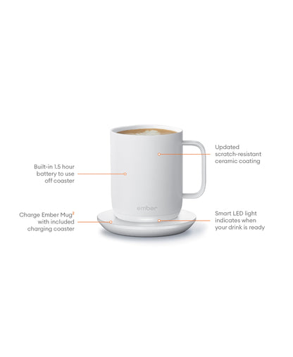 Elektrisk kaffemugg Vit V2, 295ml - Glöd
