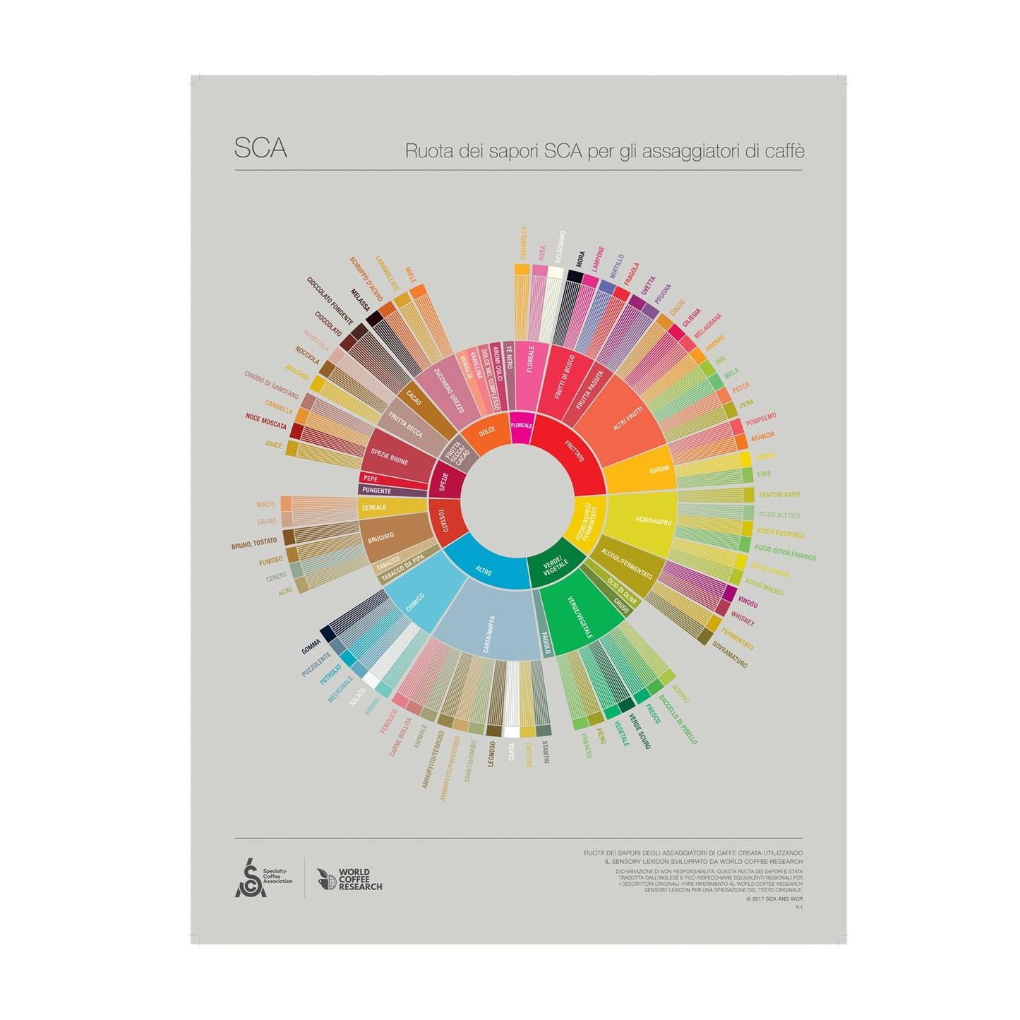 Italiensk - Coffee Taster's Flavour Wheel Poster - SCA